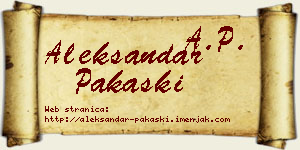 Aleksandar Pakaški vizit kartica